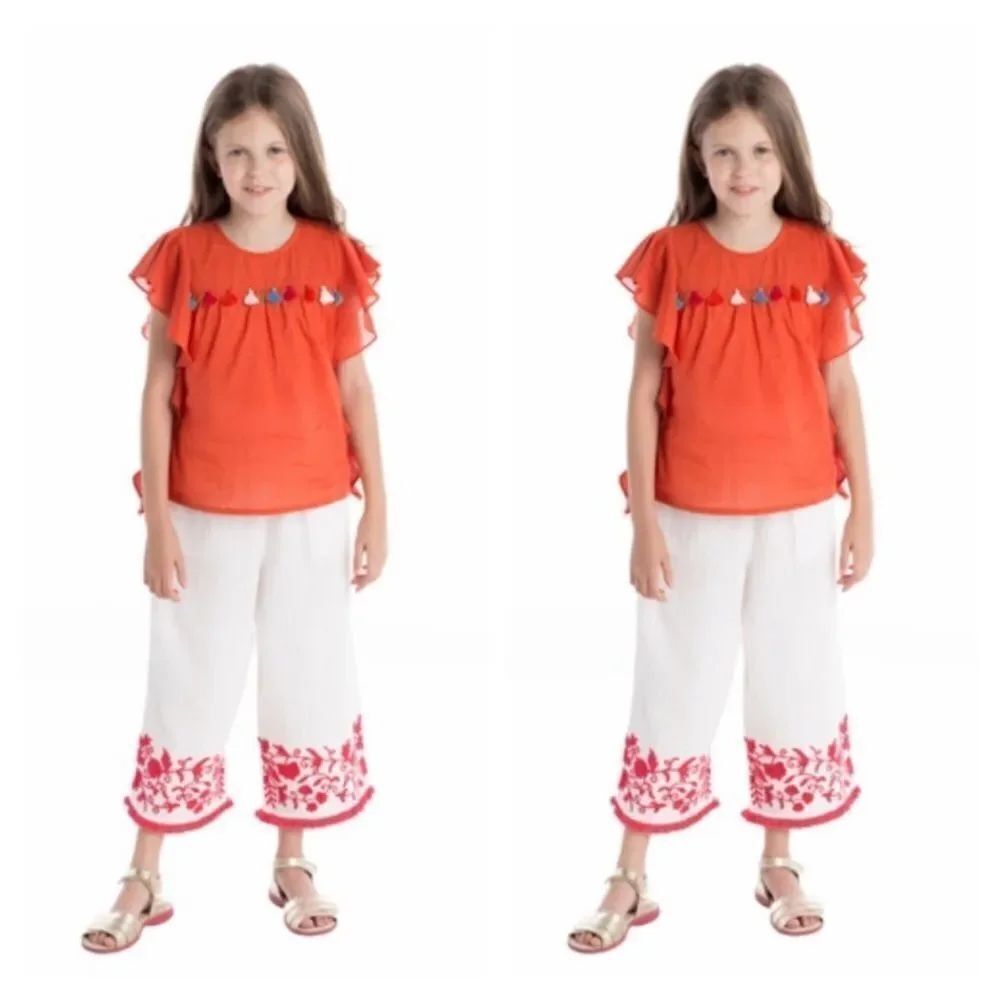 Masala Kids Wave Ruffle Top Coral Size 6 yr